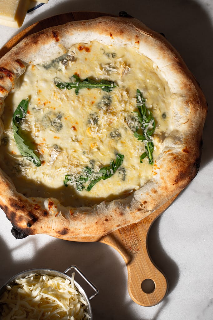 Four cheese pizza at La Panetteria, Tbilisi